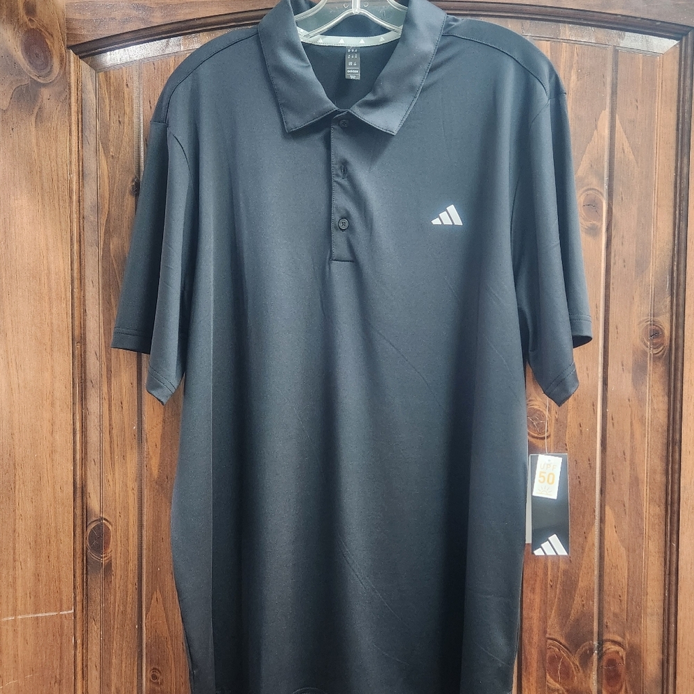 Adidas Black Polo Shirt Casual Cotton Blend